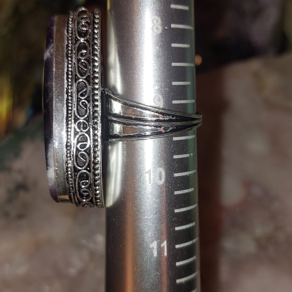 Chevron Amethyst High Setting Statement Ring - Picture 7 of 7